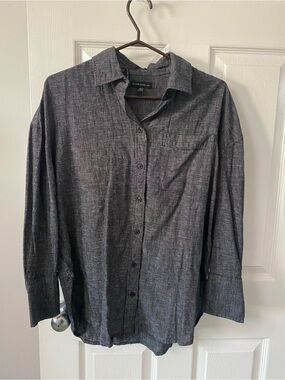 Silver Jeans Charcoal Gray Women's Button-Front Blouse